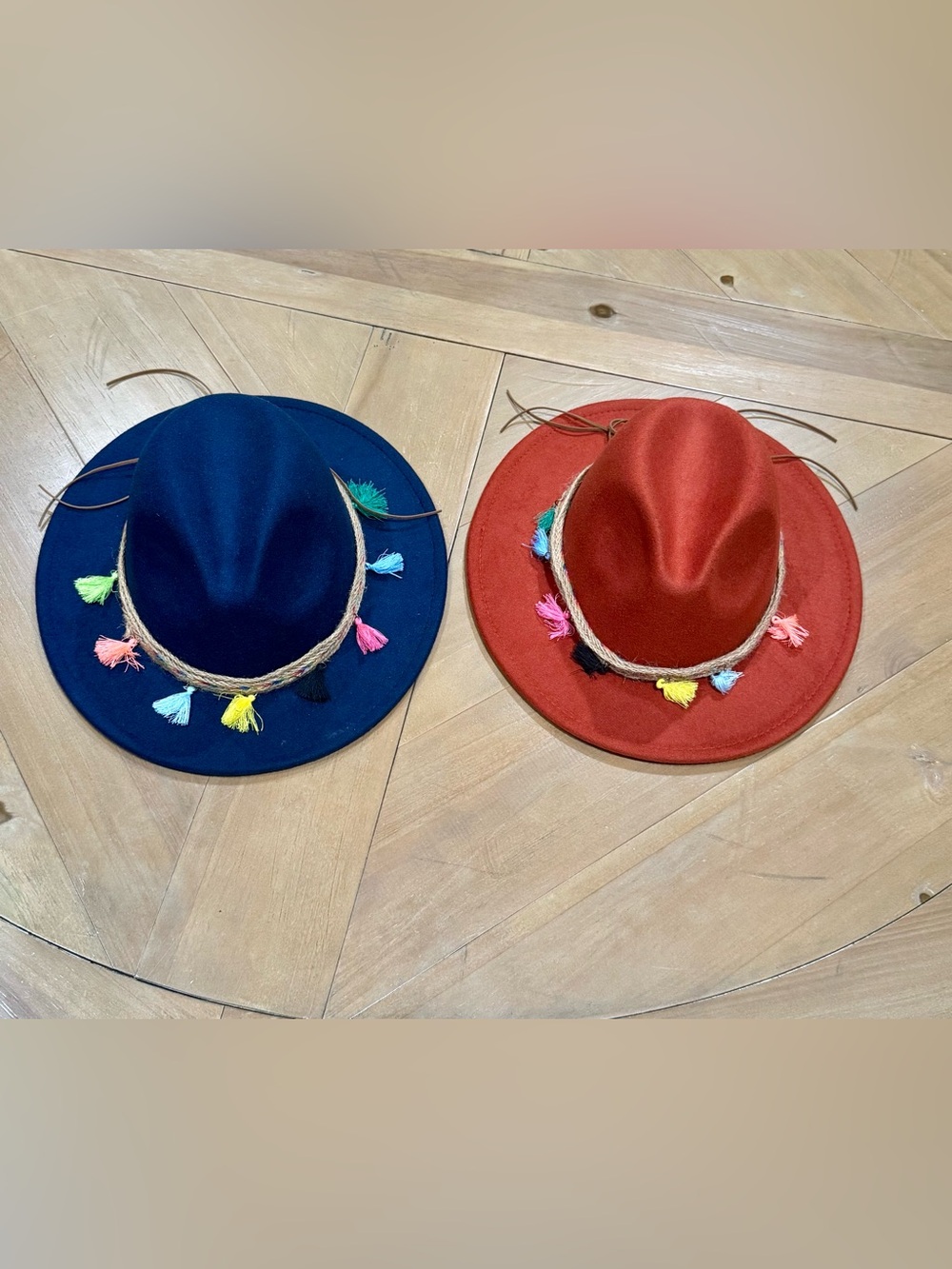 2 Women Fedora Hats Wide Brim Tassel Jazz Hats